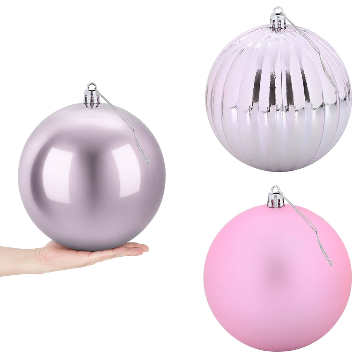 Christmas Ball Set XXL 3 pcs Pink Dia. 25 cm Plastic