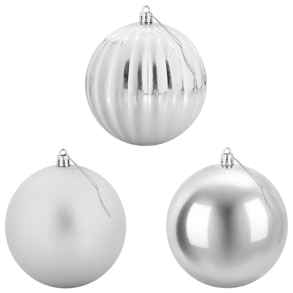 Christmas Ball Set XL 15 pcs Silver Ø 10 cm Plastic