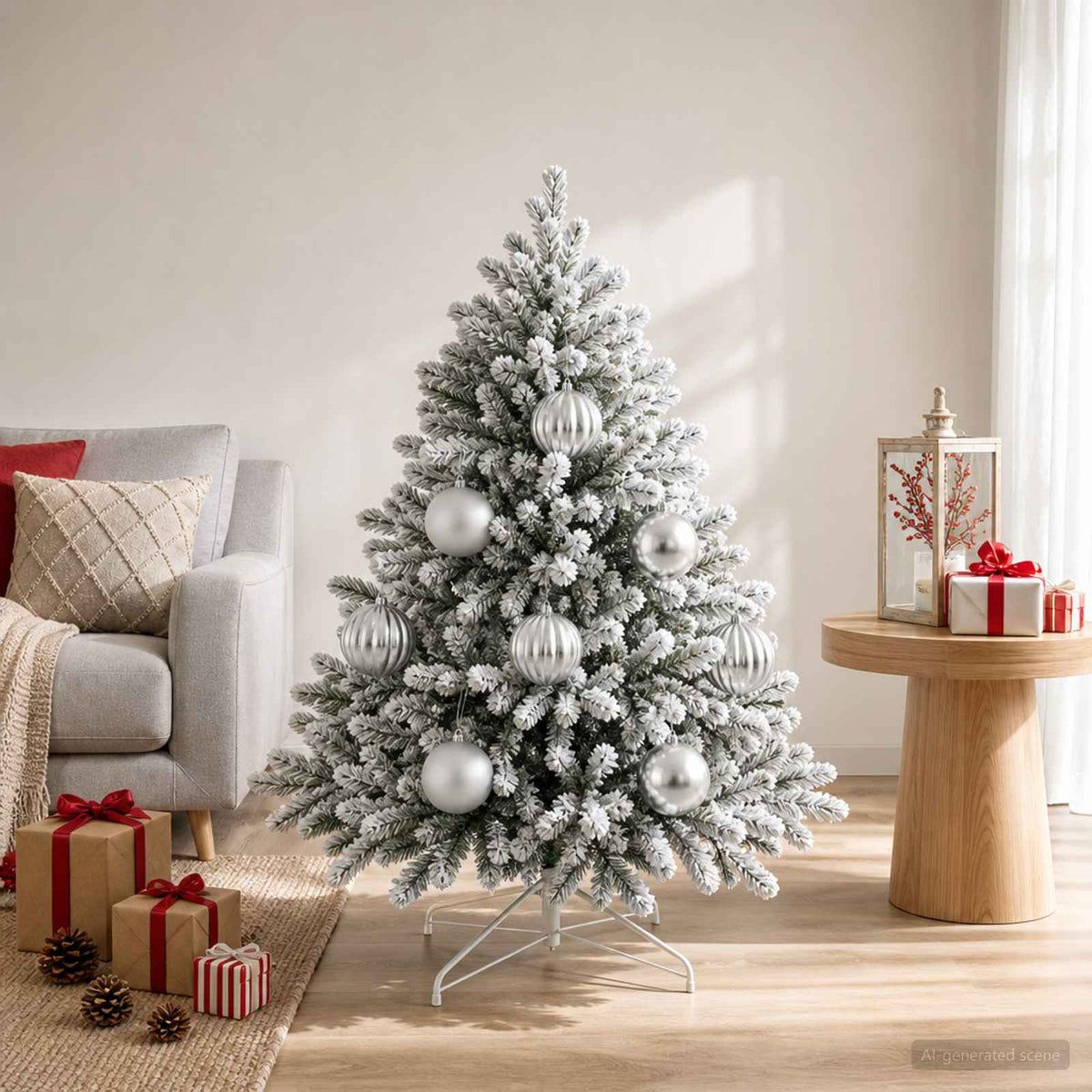 Christmas Ball Set XL 9 pcs Silver Dia. 15 cm Plastic