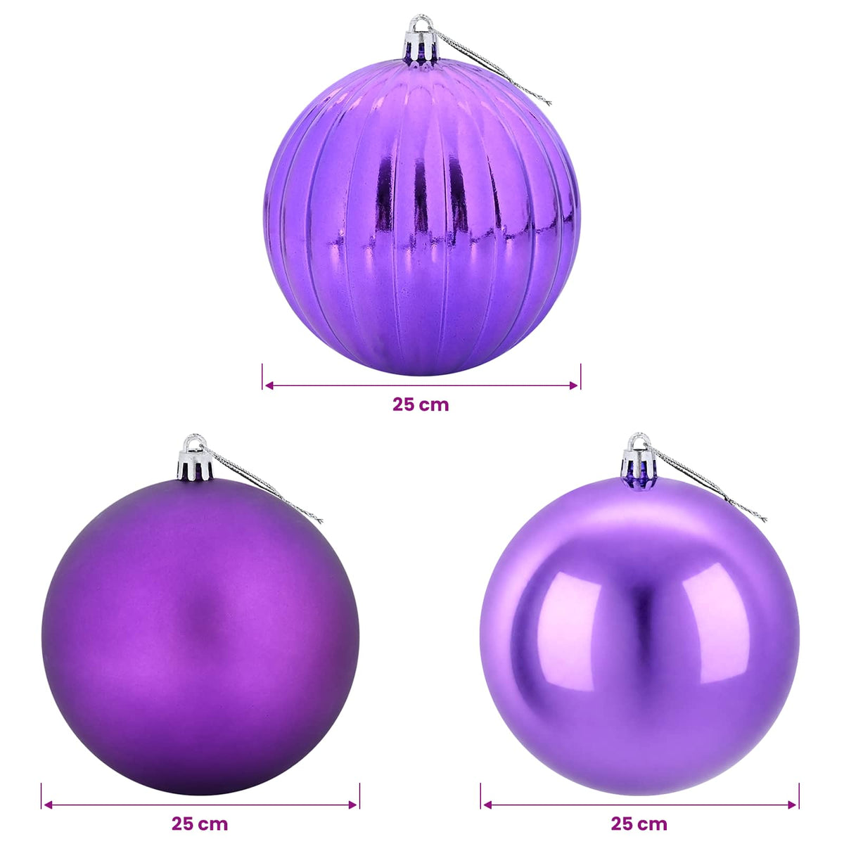 Christmas Ball Set XXL 3 pcs Lilac Dia. 25 cm Plastic