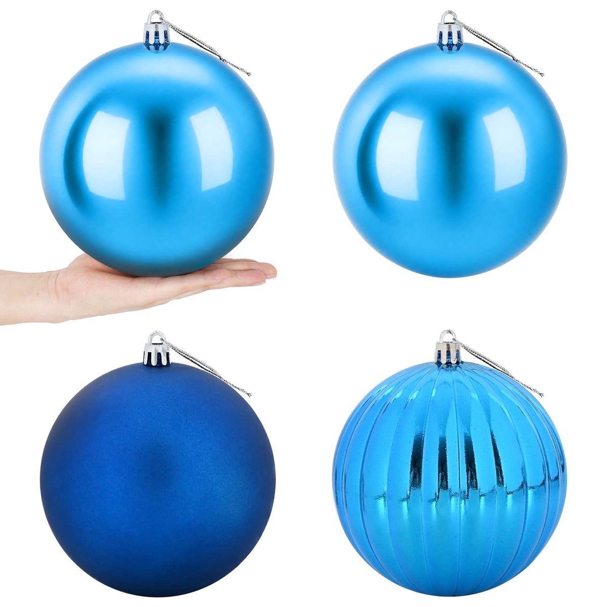 Christmas Ball Set XXL 4 pcs Blue Dia. 20 cm Plastic