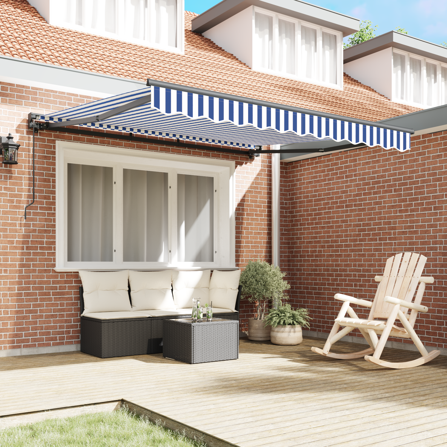 Awning Frame Blue and White 300 x 250 cm