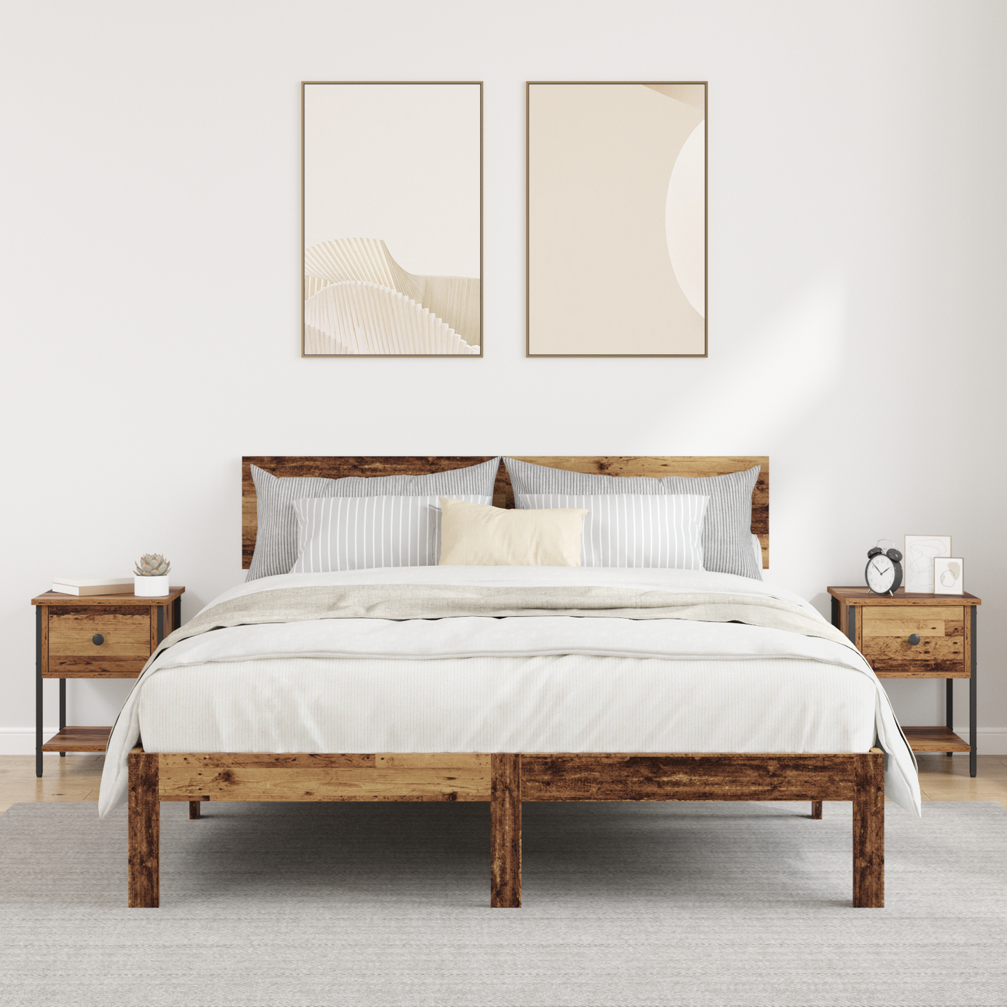 Bedside Table 2 pcs Old Wood 34 x 35.5 x 45 cm Engineered Wood