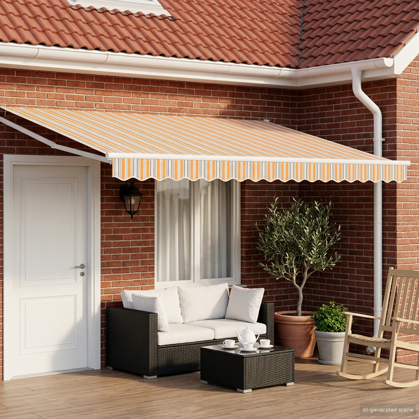 Manual Retractable Awning with LEDs 4 x 3 m