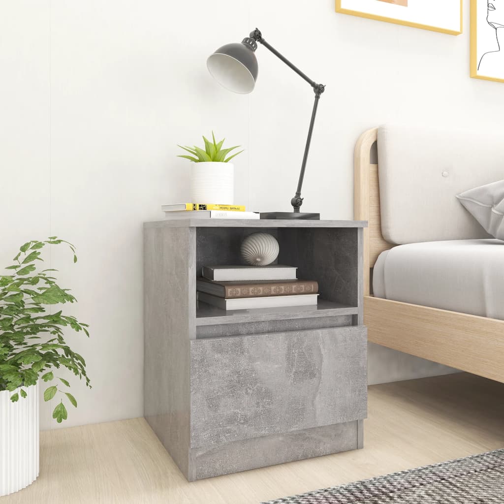 Bed Cabinet | Concrete grey | Engineered wood | Medium | Bed Cabinet