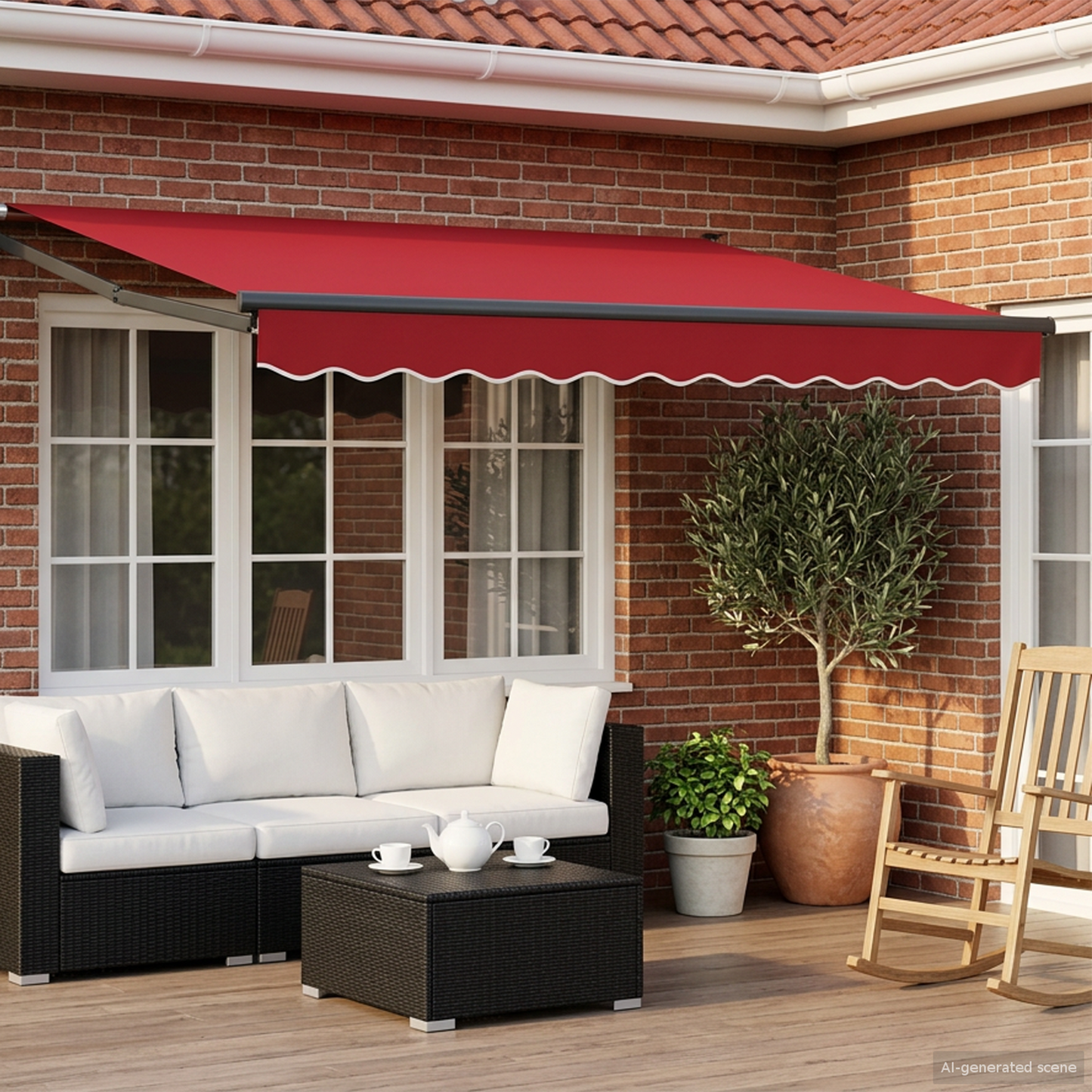Manual Retractable Awning with LEDs 3.5 x 2.5 m