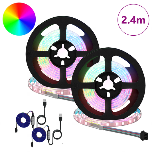 LED Strip 2 pcs Black and Transparent Copper and Plastic