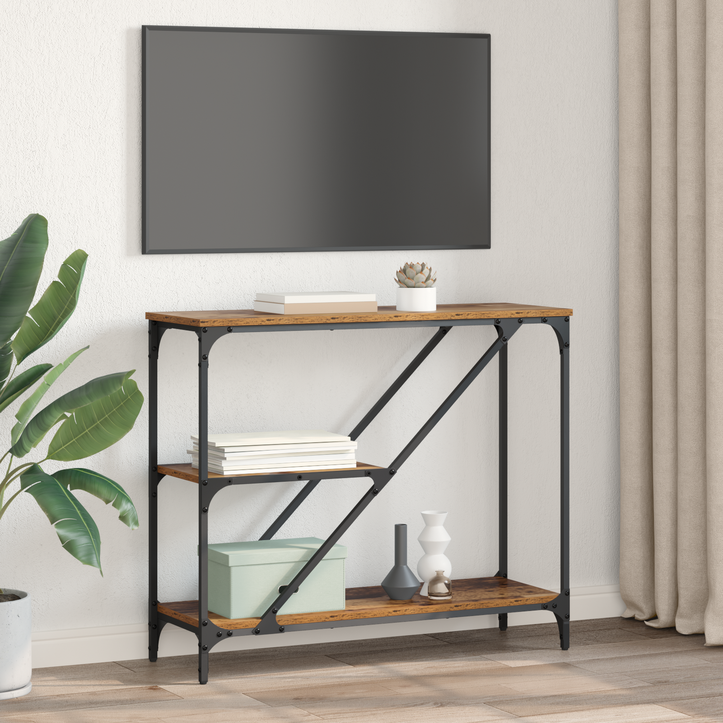 Console Table Old Wood 88.5 x 30 x 75 cm Engineered Wood