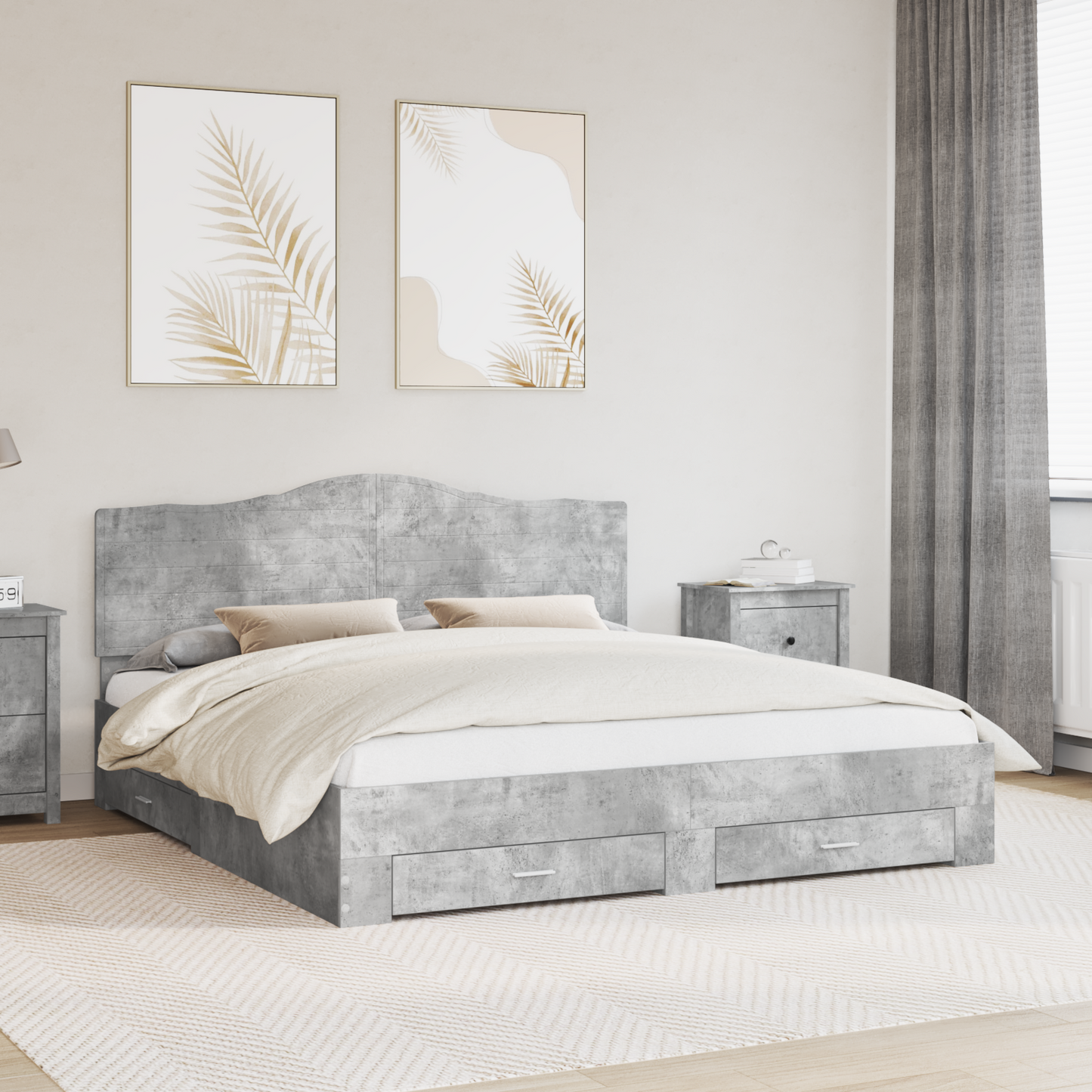 Bed Frame Concrete Grey 180 x 200 cm Engineered Wood