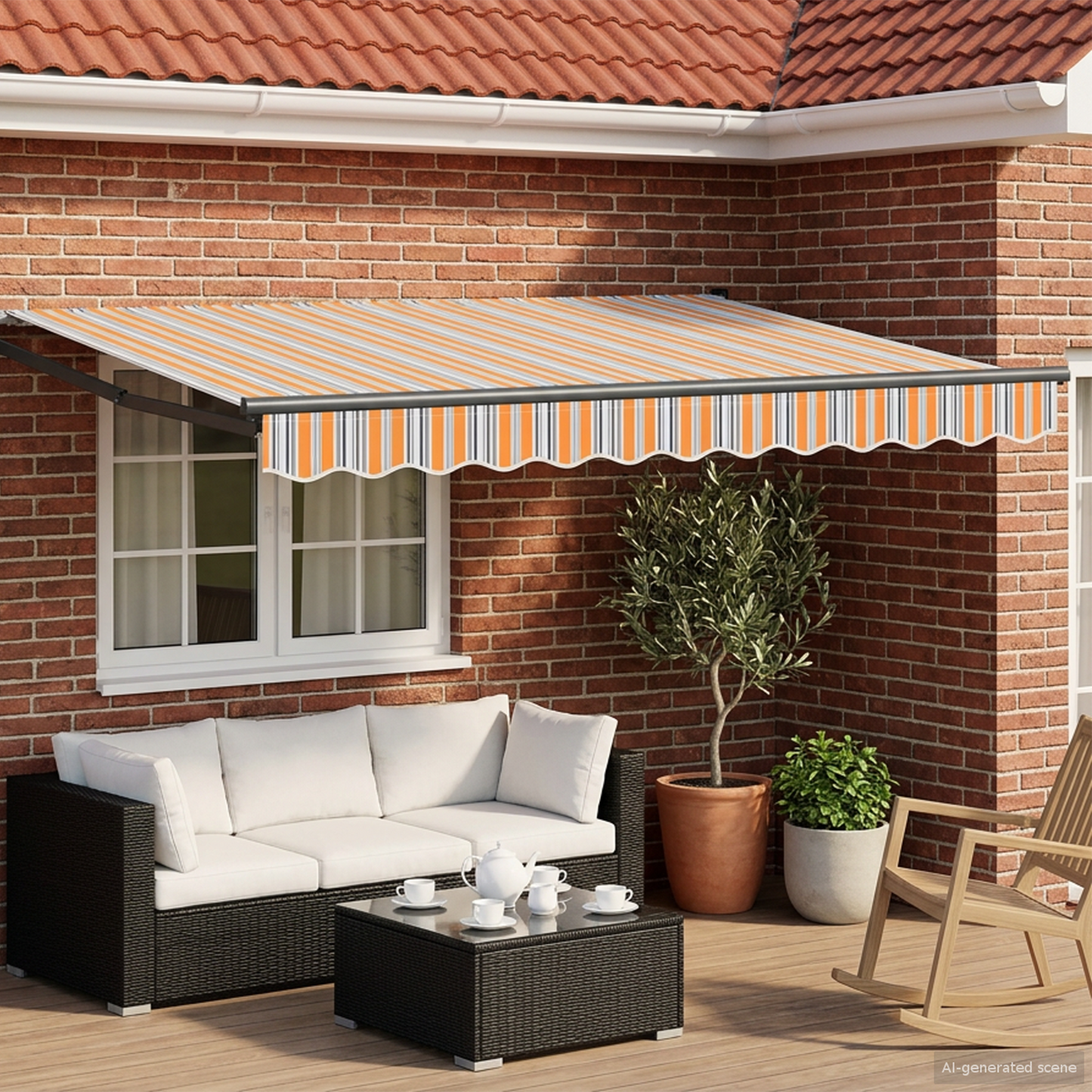 Manual Retractable Awning with LEDs 3 x 2.5 m