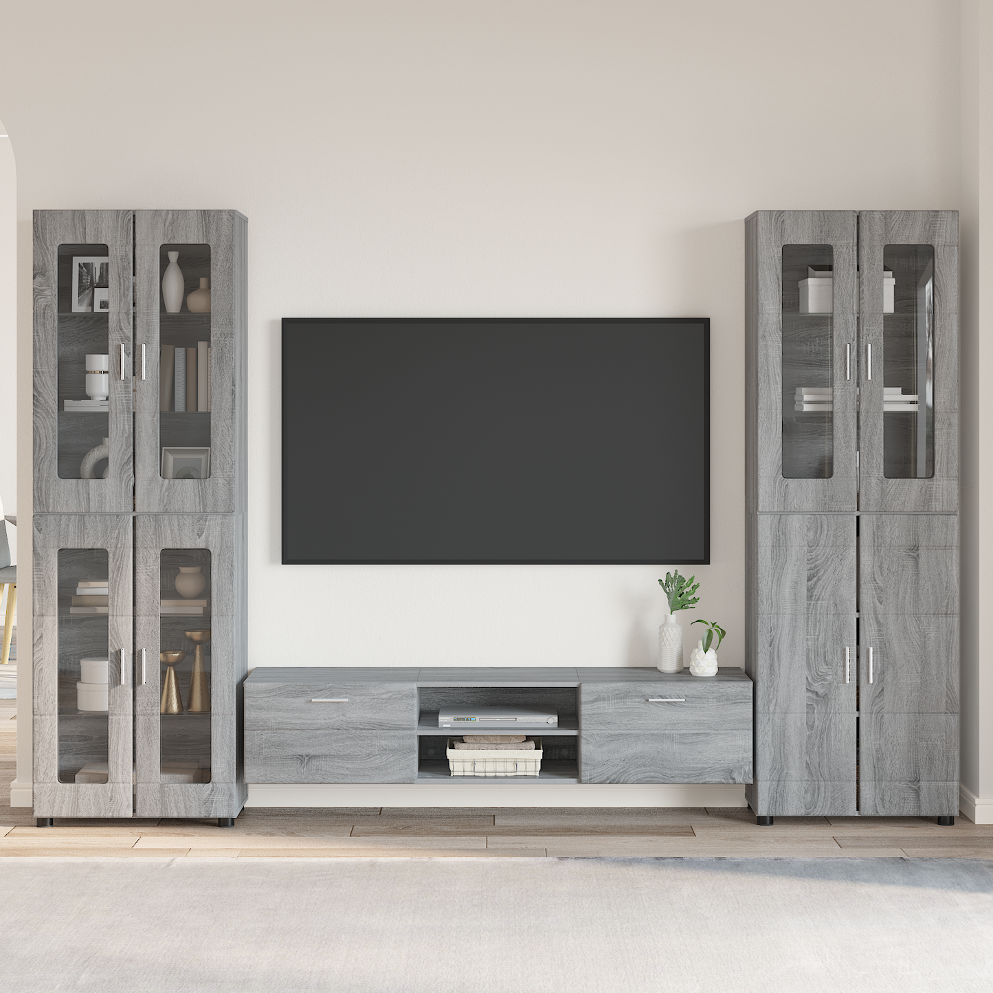 TV Cabinet Set FLORIN 3 pcs Grey Sonoma Engineered Wood