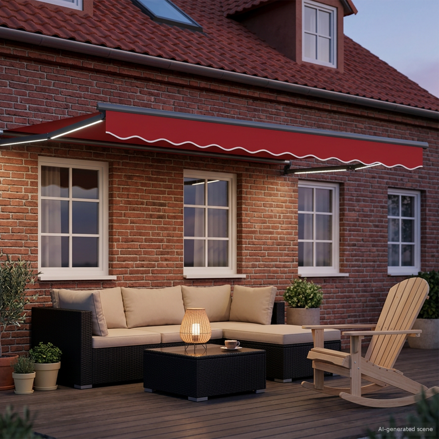 Manual Retractable Awning with LEDs 3.5 x 2.5 m