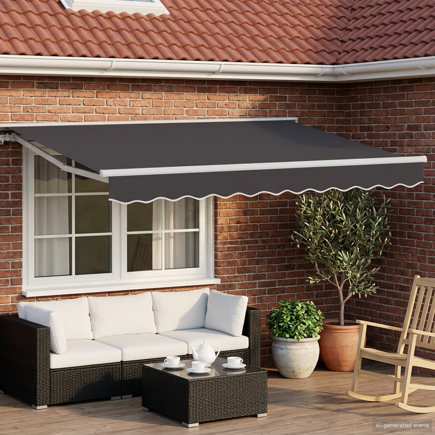 Manual Retractable Awning Anthracite 3.5 x 2.5 m