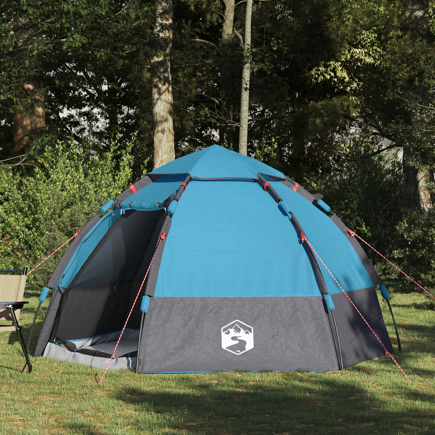 Instant Tent with Rainfly 4-Person Quick-Release with Roof Blue