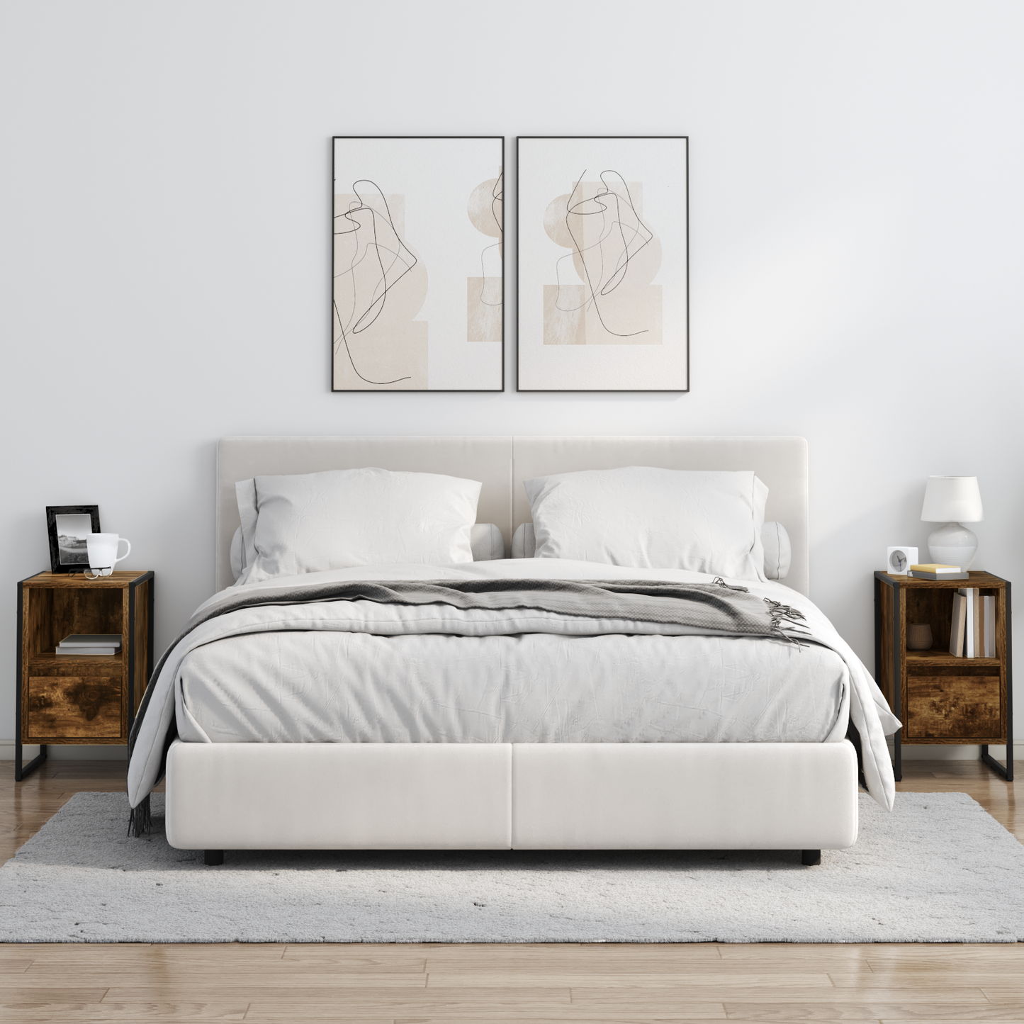 Bedside Table 2 pcs Smoke Oak 39.5 x 30 x 50 cm Engineered Wood