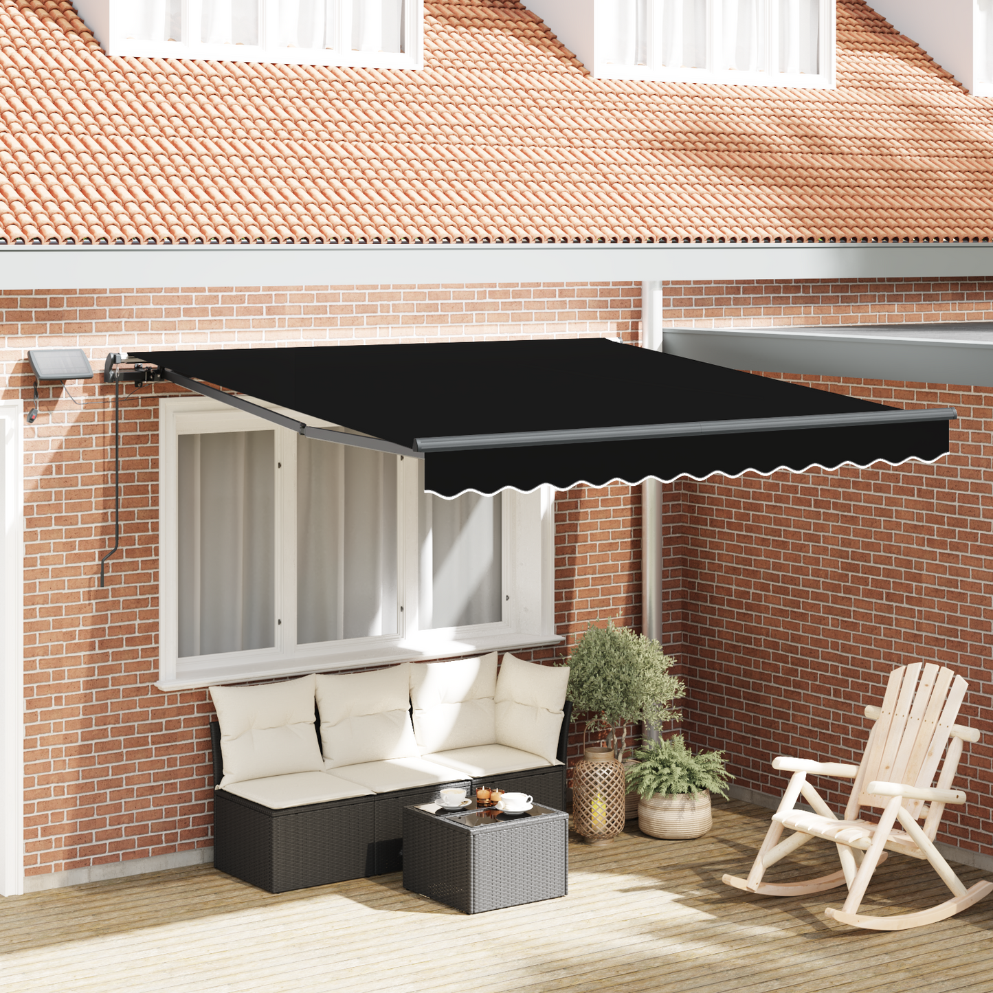 Retractable Awning Black 300 x 250 cm Fabric and Aluminium