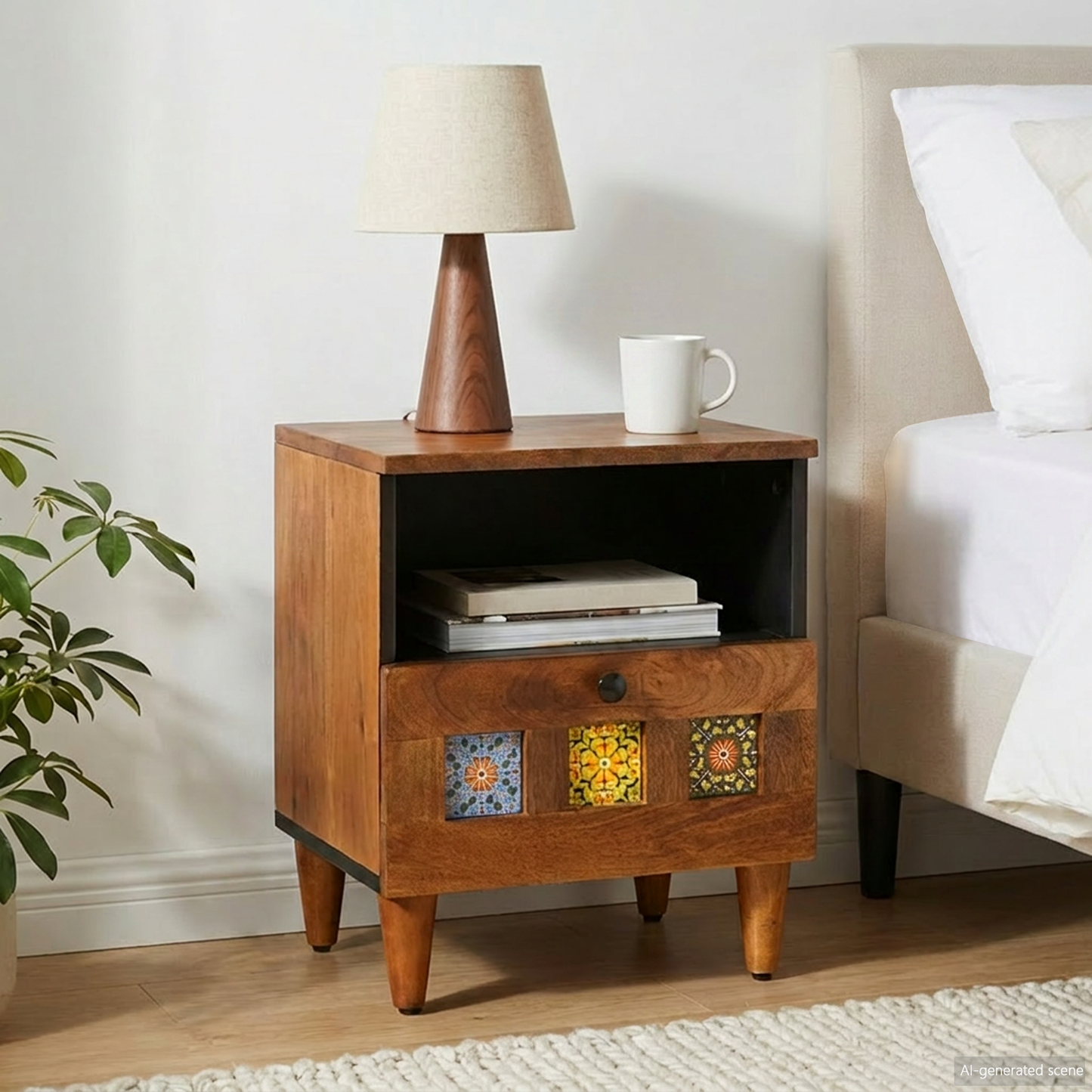 Bedside Cabinet Brown 40 x 33 x 46 cm Solid Mango Wood