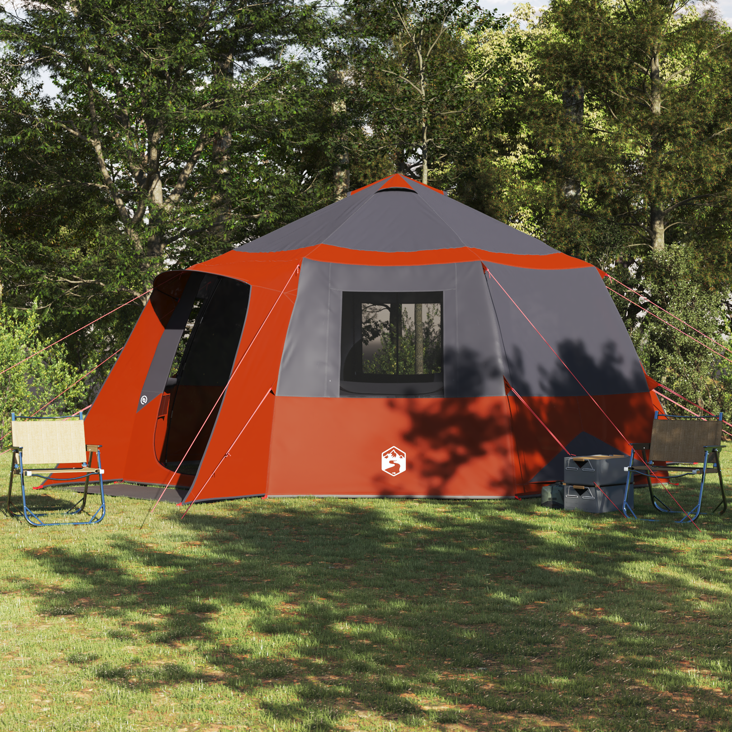 Cabin Tent 12-Person Grey and Orange 500 x 500 x 294 cm