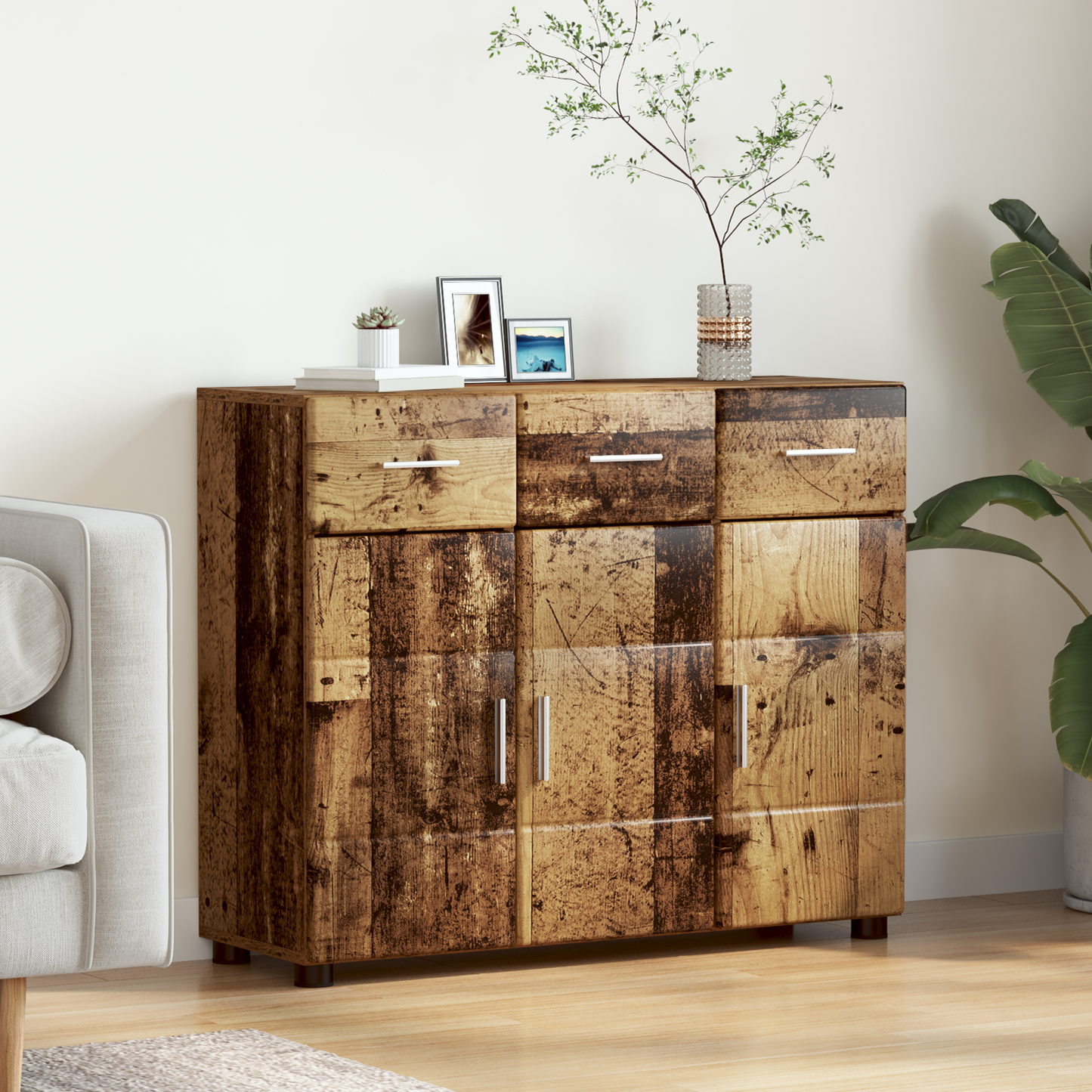 Sideboard FLORIN Old Wood 88.5 x 30.5 x 73 cm Engineered Wood