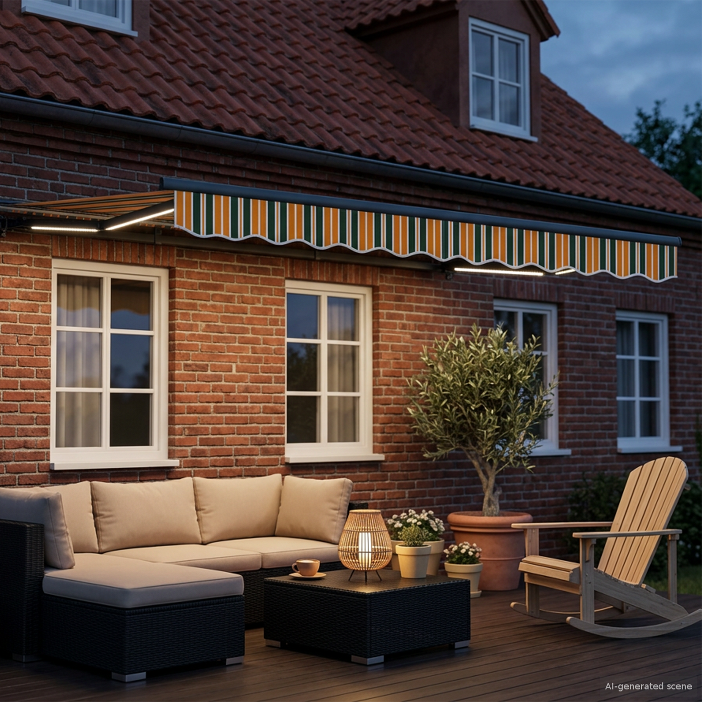 Manual Awning Frame with LEDs 3.5 x 2.5 m