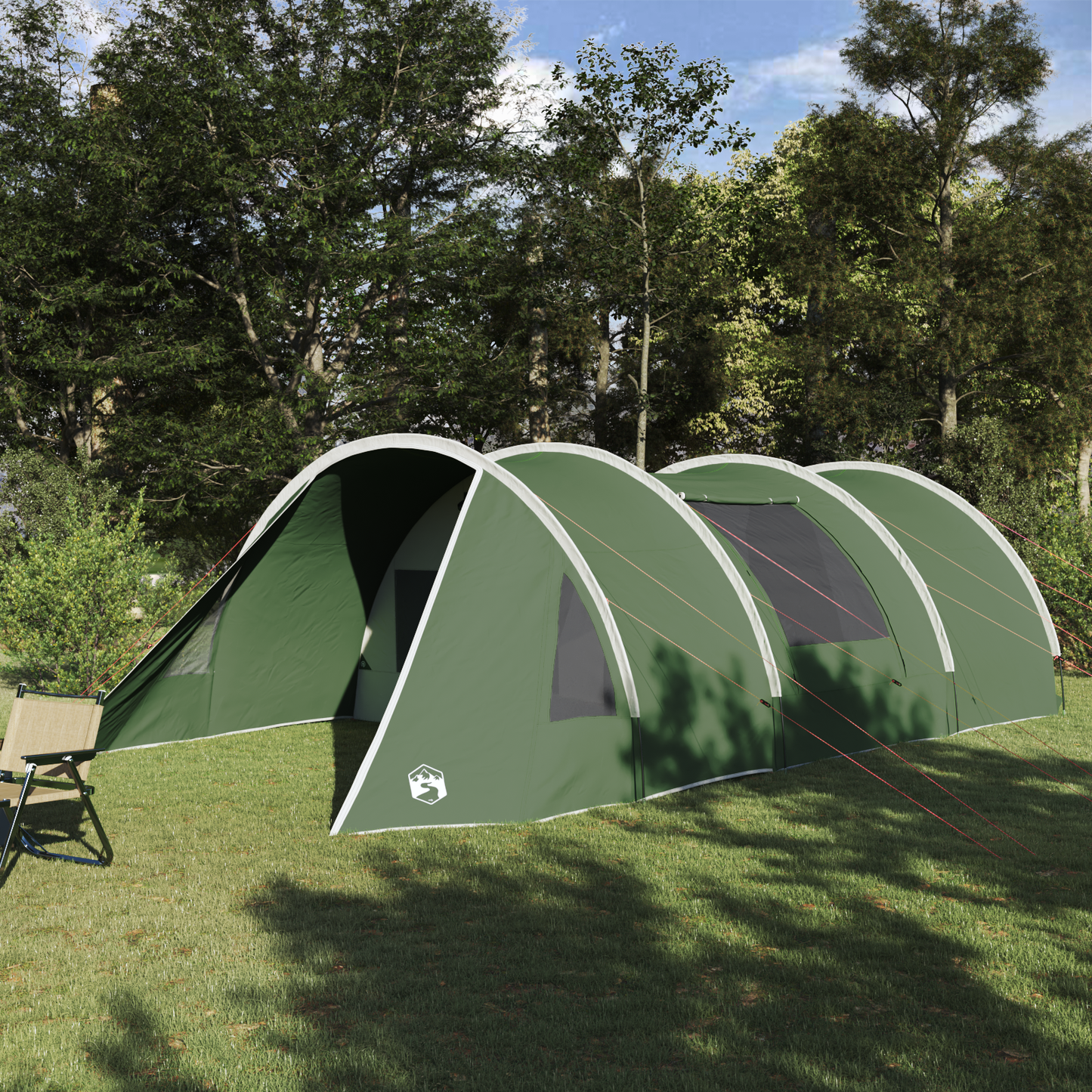 Tunnel Tent 5-Person Green and White 805 x 405 x 211 cm