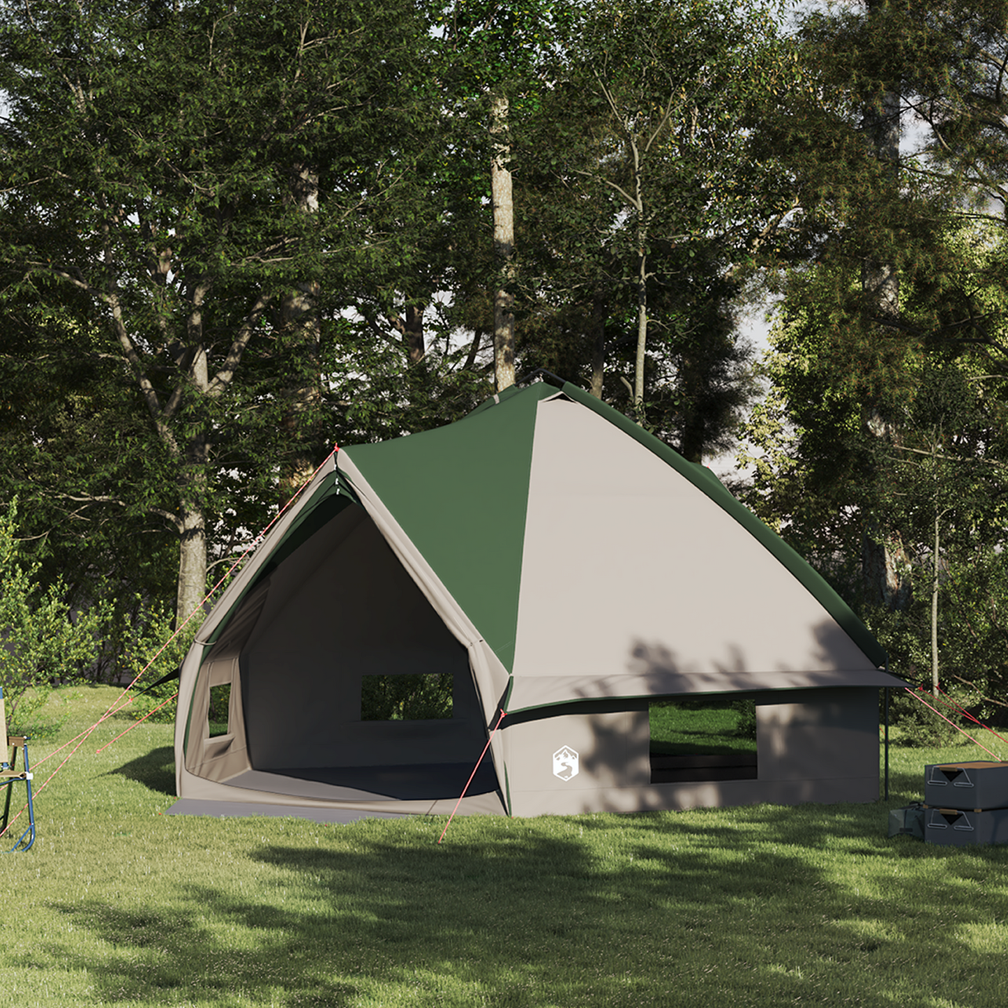 Teepee Tent 10-Person Green and White 567 x 470 x 242 cm