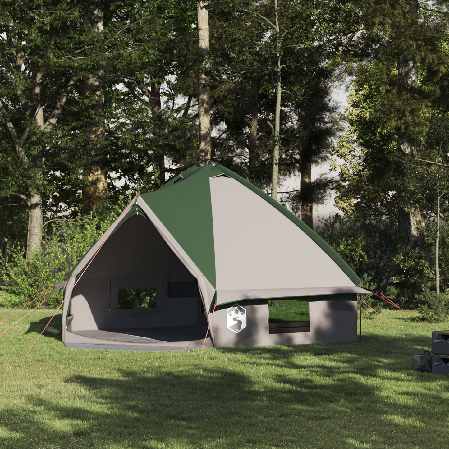 Teepee Tent 8-Person Green and White 490 x 410 x 210 cm
