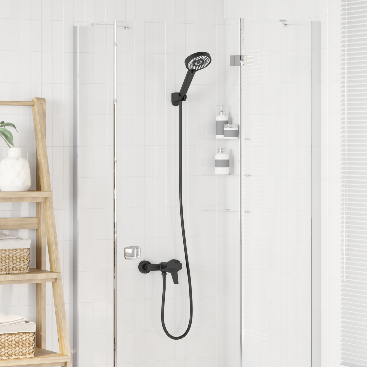 Shower Head Set Black G 1 / 2 inches Brass