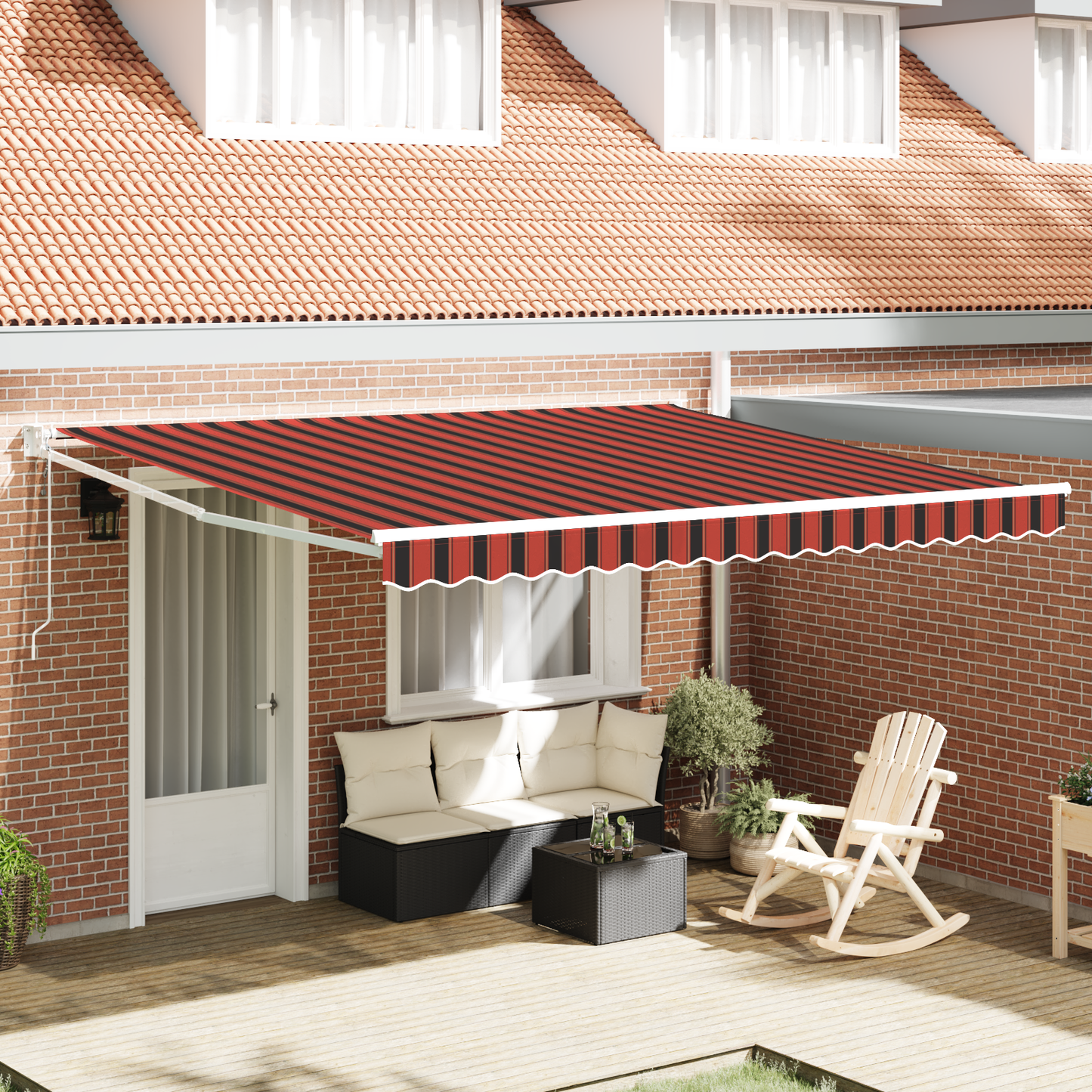 Retractable Awning Red and Black 350 x 250 cm