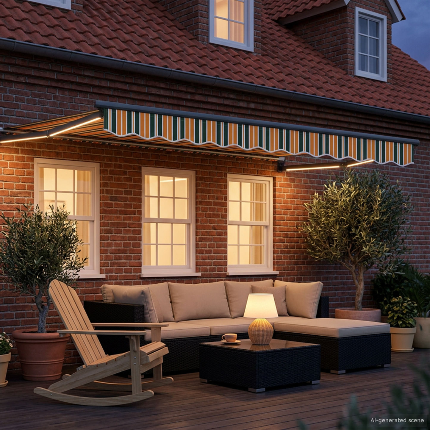Manual Retractable Awning with LEDs 3.5 x 2.5 m