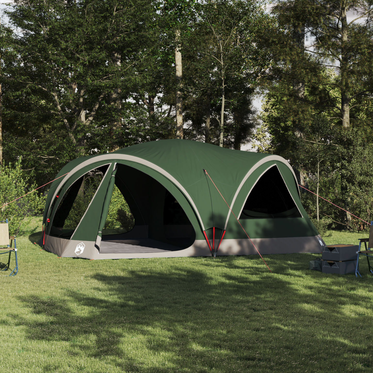Family Tent 10-Person Green and Grey 460 x 430 x 214 cm