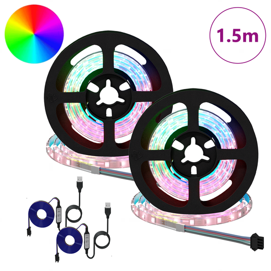 LED Strip 2 pcs Black and Transparent Copper and Plastic