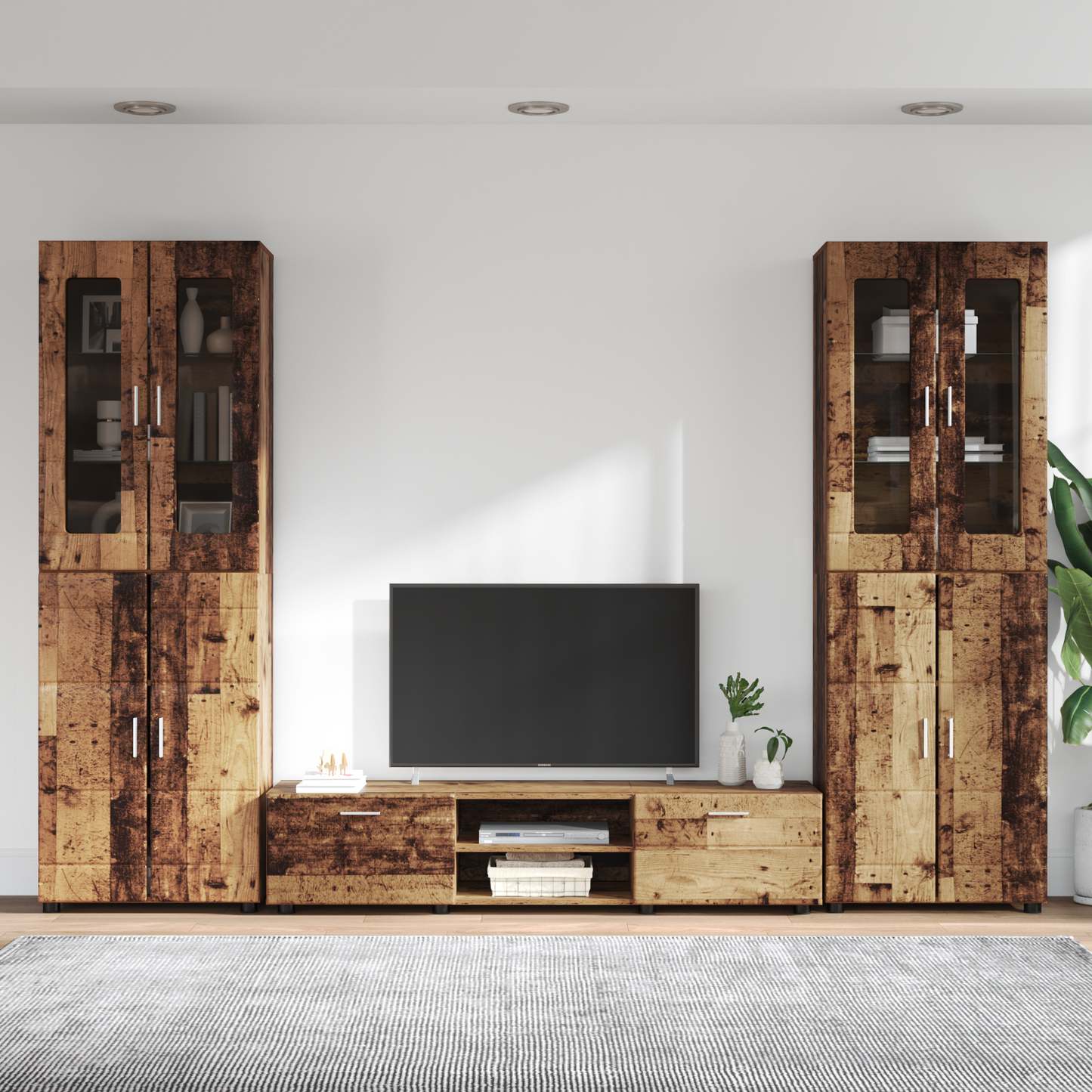 TV Cabinet Set with Shelf FLORIN 3 pcs Old Wood Engineered Wood