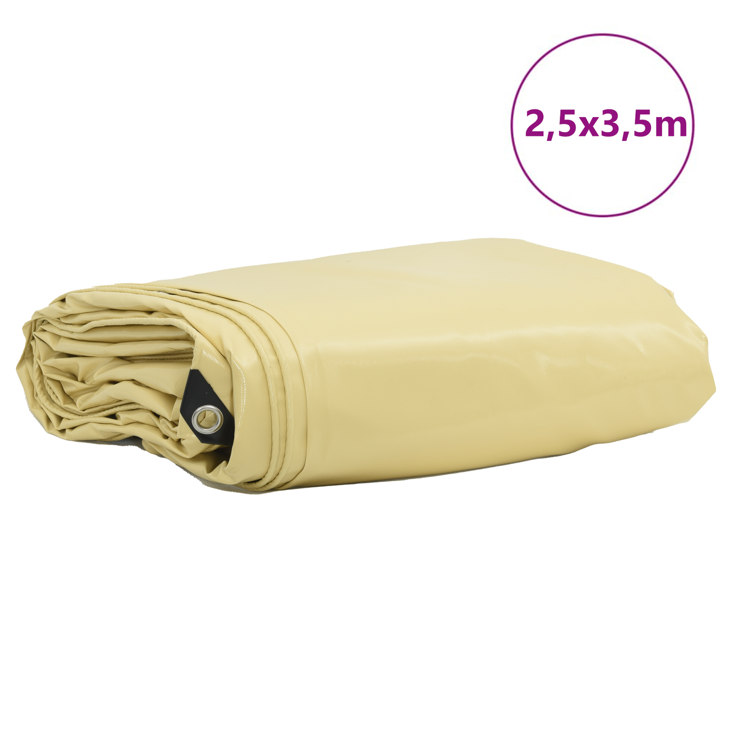 Tarpaulin 650g / m² Beige 2.5 x 3.5 m Canvas with PVC Coating