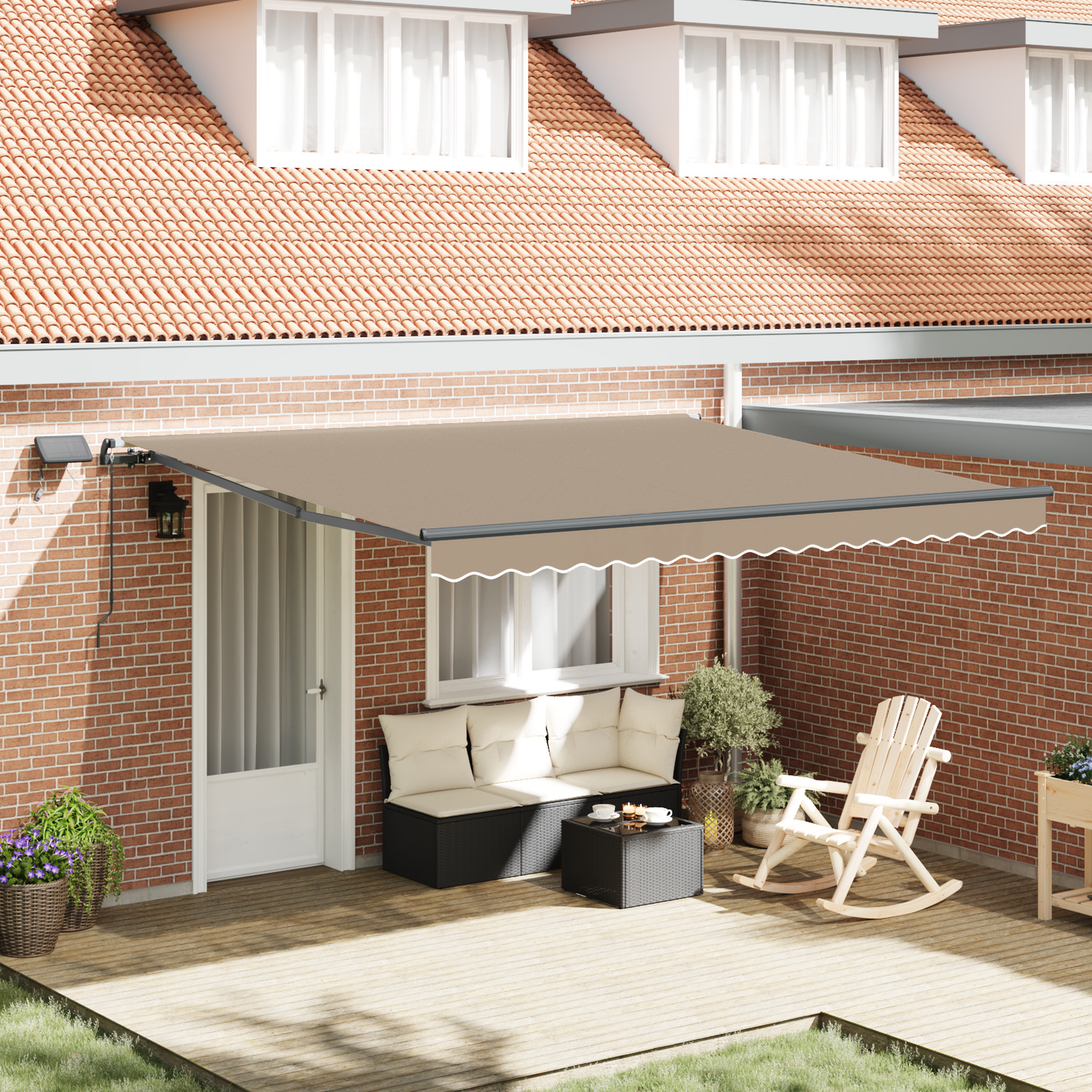 Retractable Awning Beige 400 x 300 cm Fabric and Aluminium
