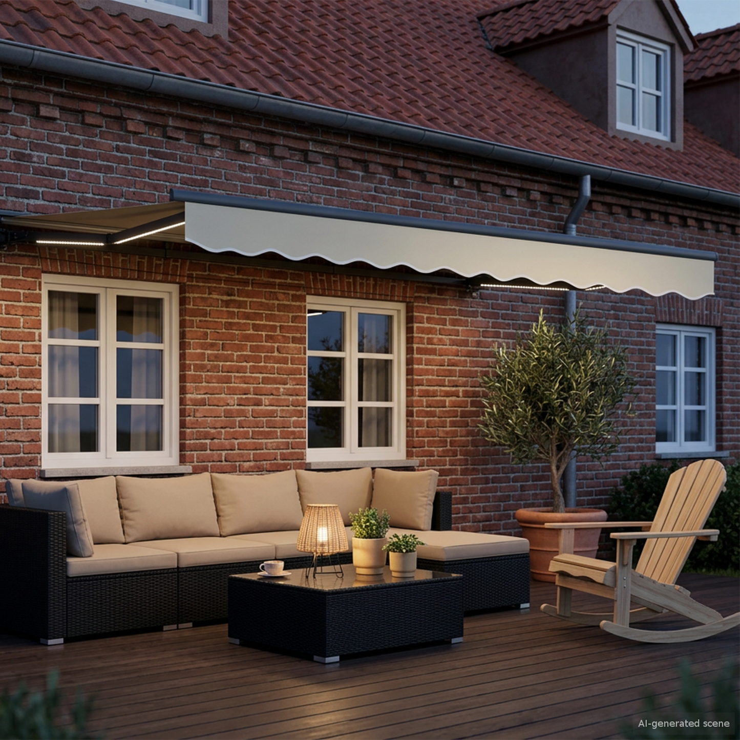 Manual Awning Frame with LEDs Cream and Anthracite 3 x 2 m
