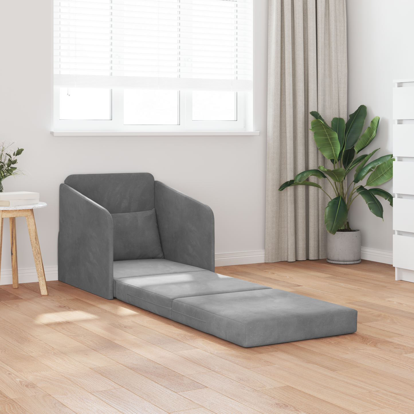 Folding Sofa Bed Dark Grey 65 x 80 x 83 cm Velvet