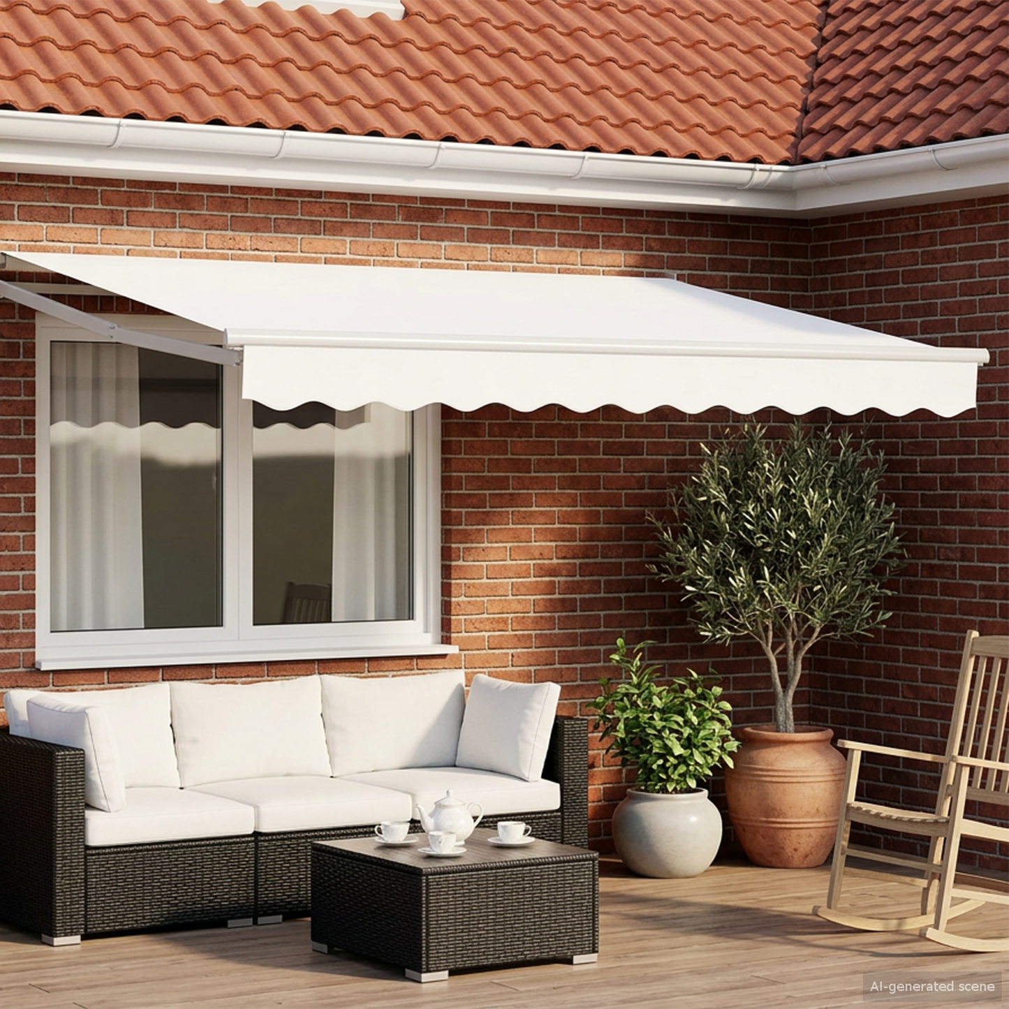 Manual Retractable Awning with LEDs White 3.5 x 2.5 m