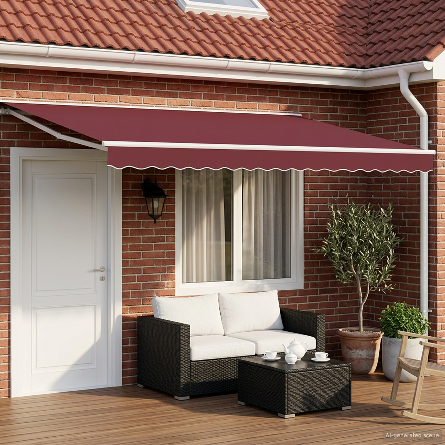 Electric Retractable Awning Burgundy and White 4 x 3.5 m