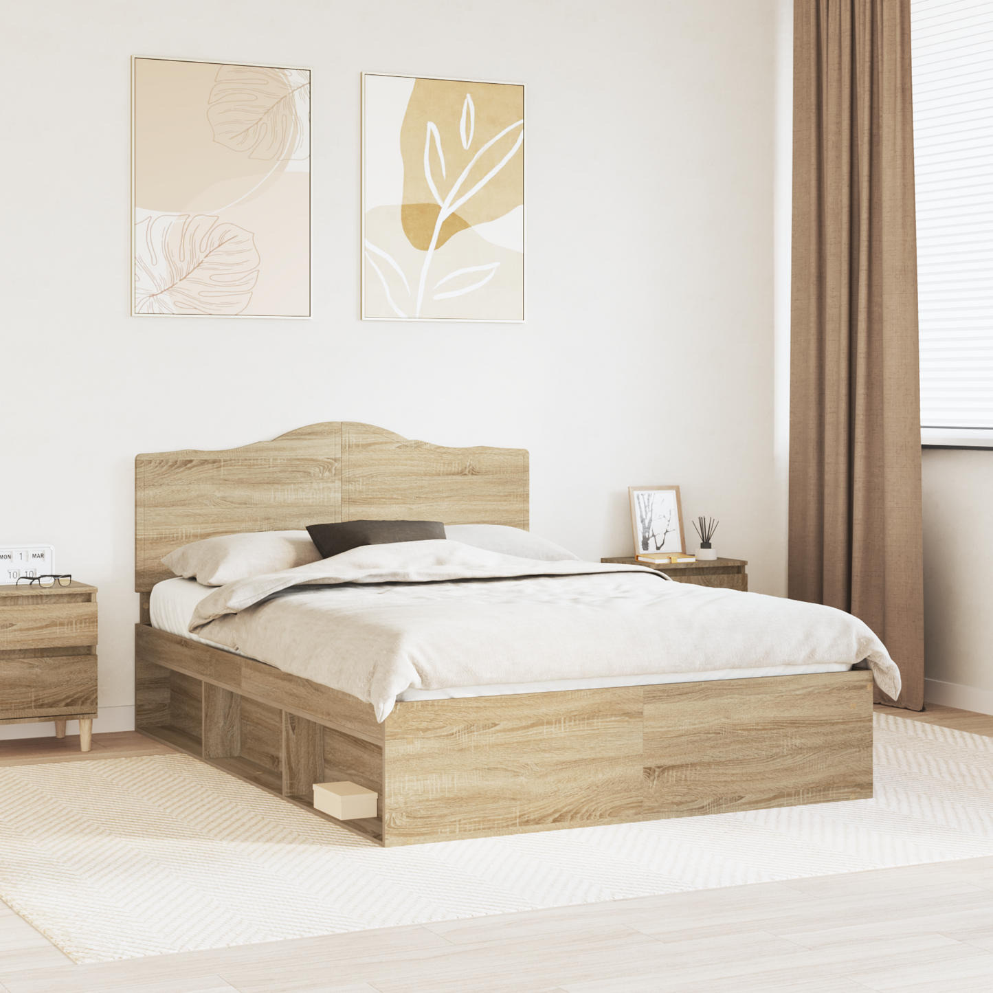 Bed Frame with Headboard Sonoma 160 x 200 cm Solid Pine Wood