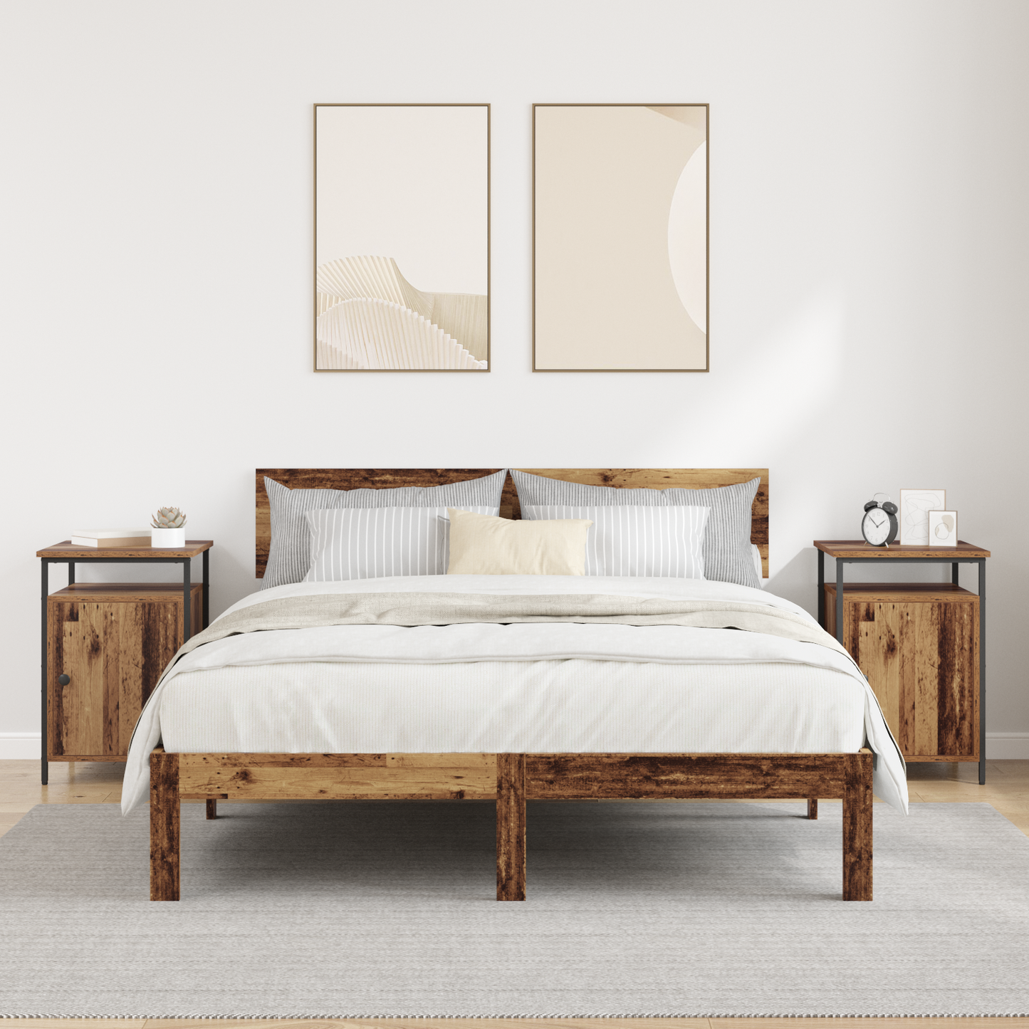 Bedside Cabinet 2 pcs Old Wood 40 x 42 x 60cm Engineered Wood