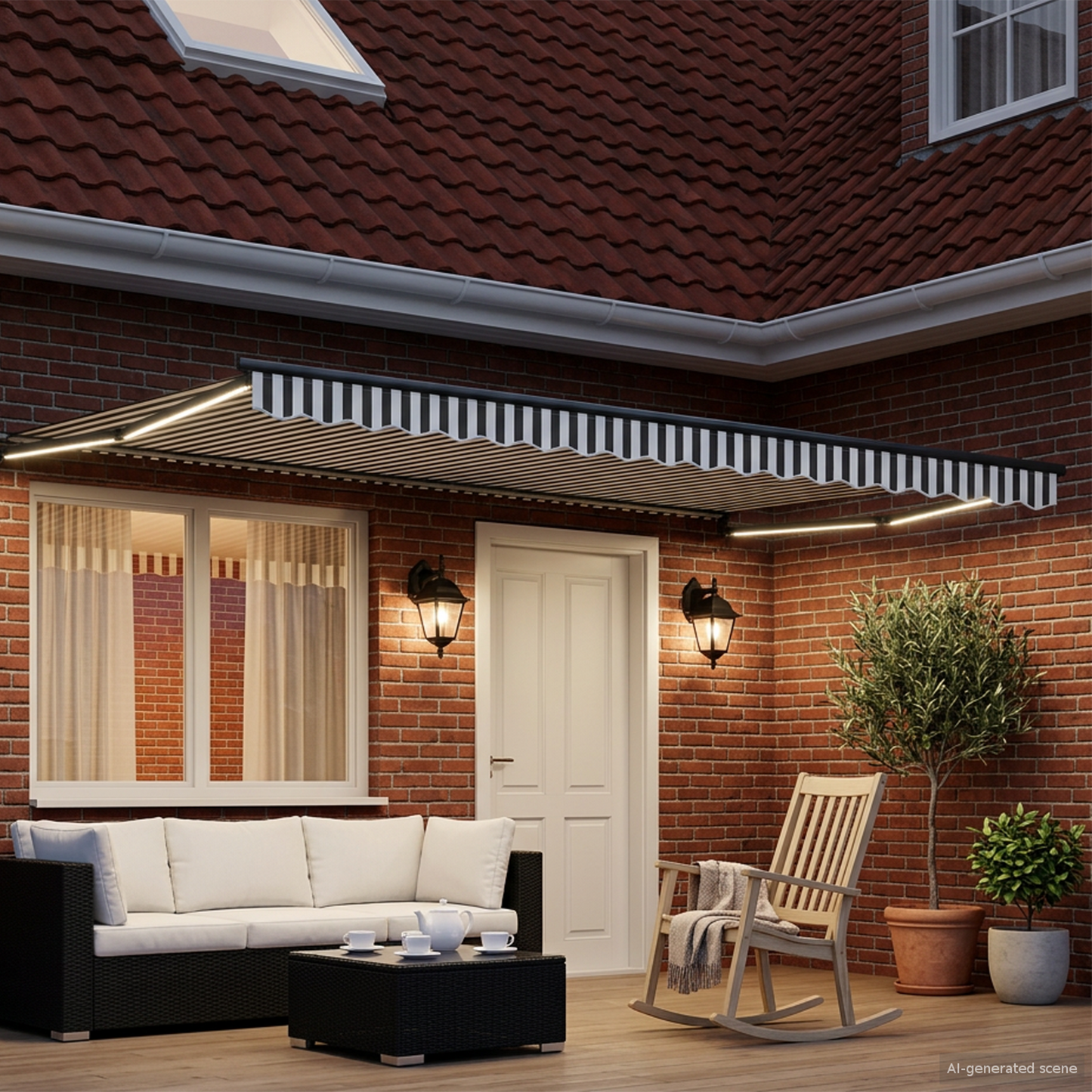 Manual Retractable Awning with LEDs 4.5 x 3 m