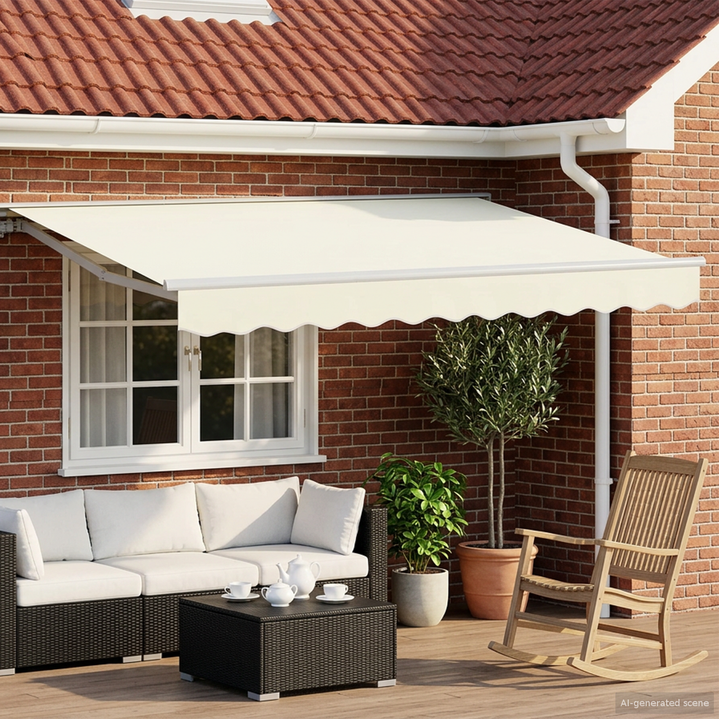 Electric Retractable Awning Cream and White 2.5 x 2 m