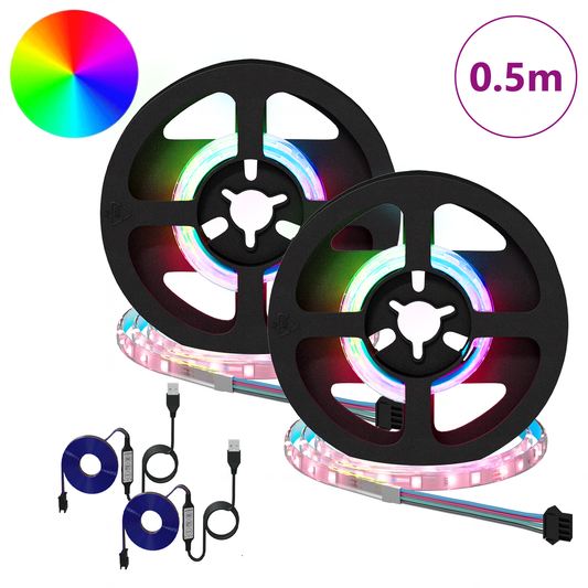 LED Strip 2 pcs Black and Transparent 250 mm Copper and Plastic