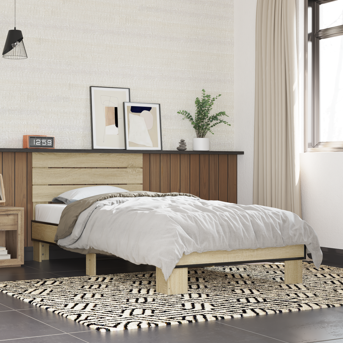 Bed Frame with Headboard Sonoma Oak 80 x 200 cm Engineered Wood