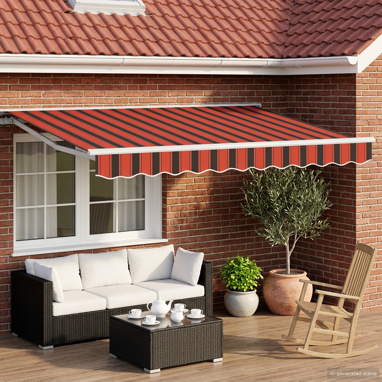 Electric Retractable Awning Orange, Black and White 3.5 x 2 m