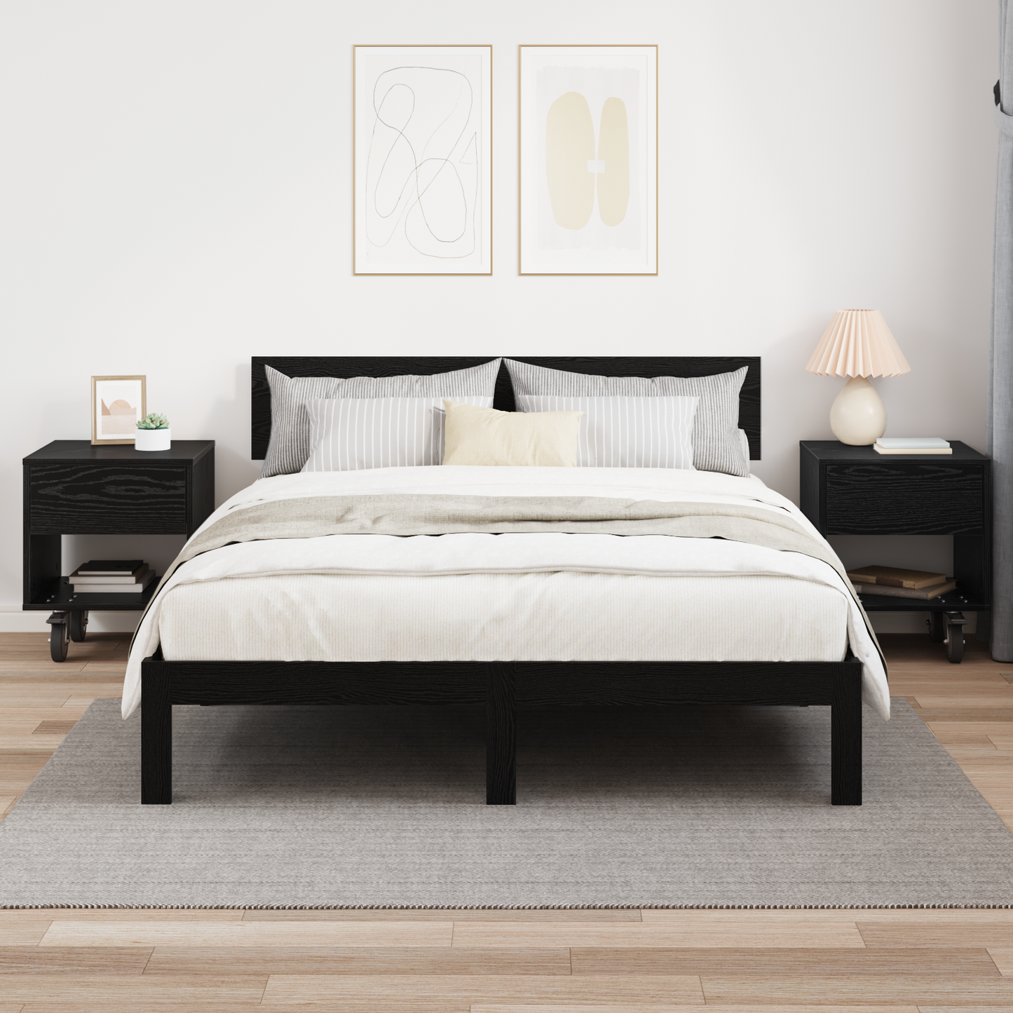 Bedside Table 2 pcs Black Oak 40.5 x 40 x 48 cm Engineered Wood