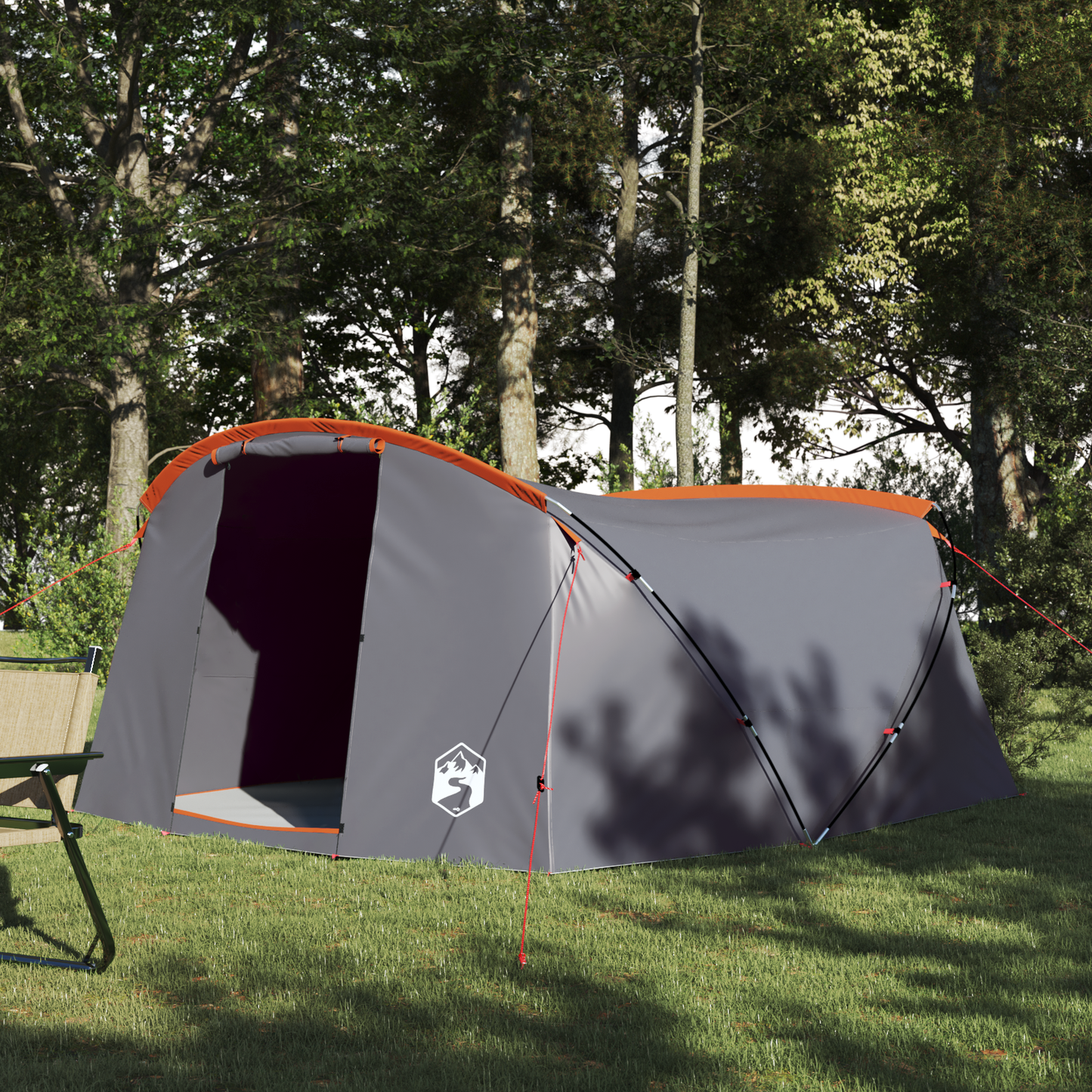 Tunnel Tent 4-Person Grey and Orange 318 x 275 x 140 cm