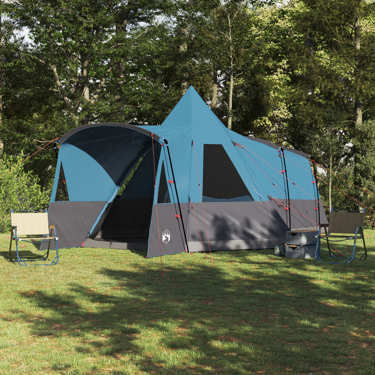Teepee Tent 8-Person with Roof Blue 720 x 465 x 295 cm