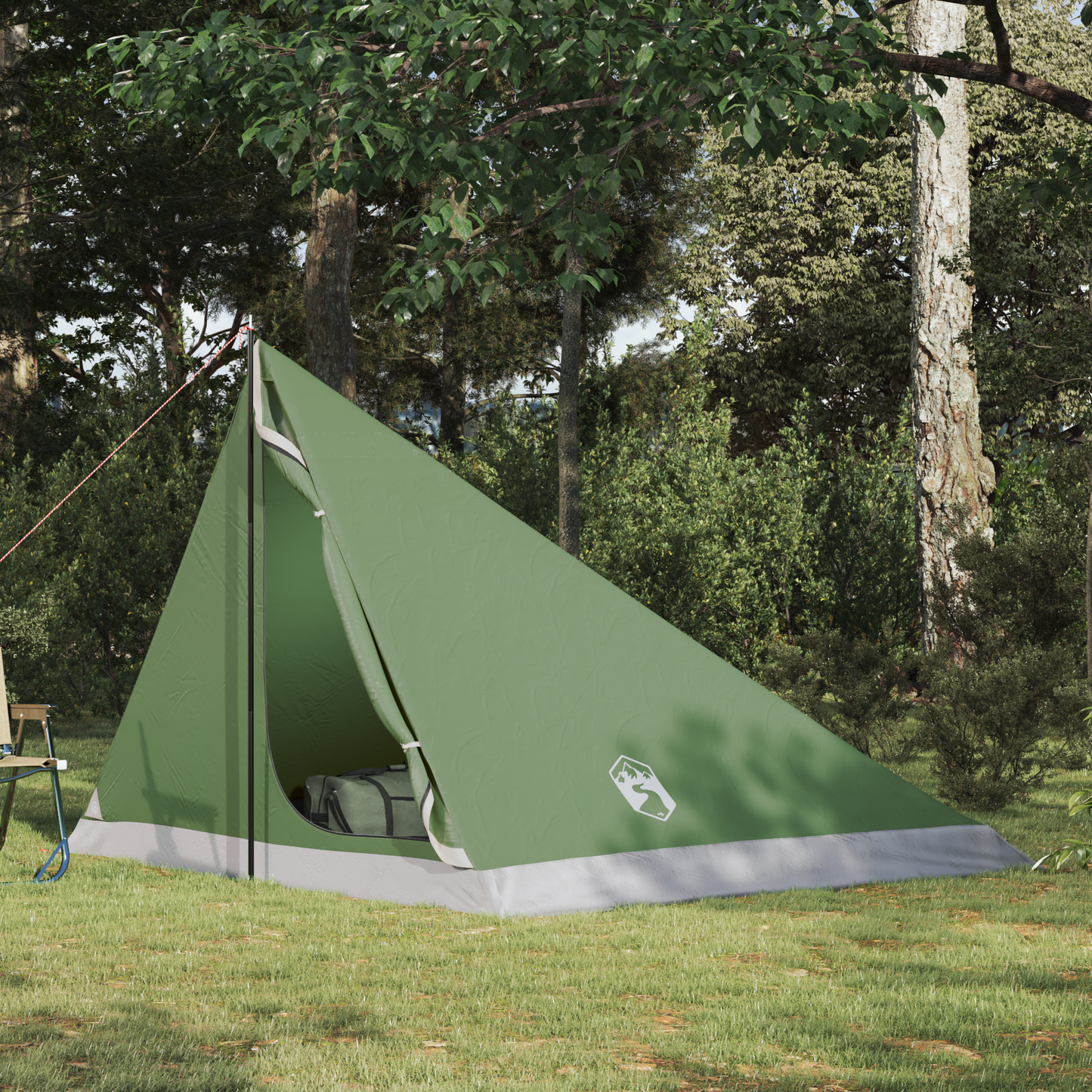 Backpacking Tent Green 4-Person 185T Polyester with PU Coating